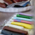 Rebecca Brown working in her studio 2019